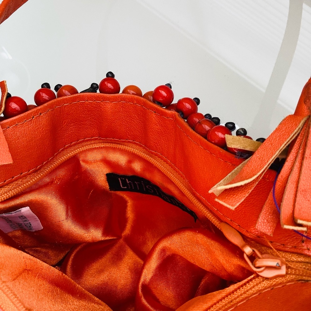 Christiana Orange/ Black Beaded Mini Handbag - Picture 4 of 5